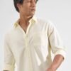 719h9HXehML._SY679_ Highlander Men Yellow Button Down Solid Slim Fit Full Sleeve Shirt